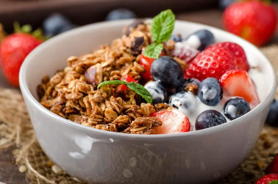 Granola, Yogurt and Blueberries